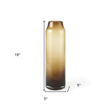 16" Vintage Look Ombre Brown Glass Vase - Homeroots