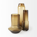 10" Vintage Look Ombre Brown Glass Vase - Homeroots