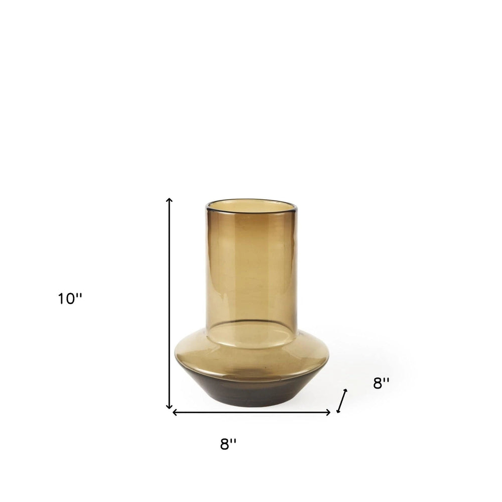 10" Vintage Look Ombre Brown Glass Vase - Homeroots