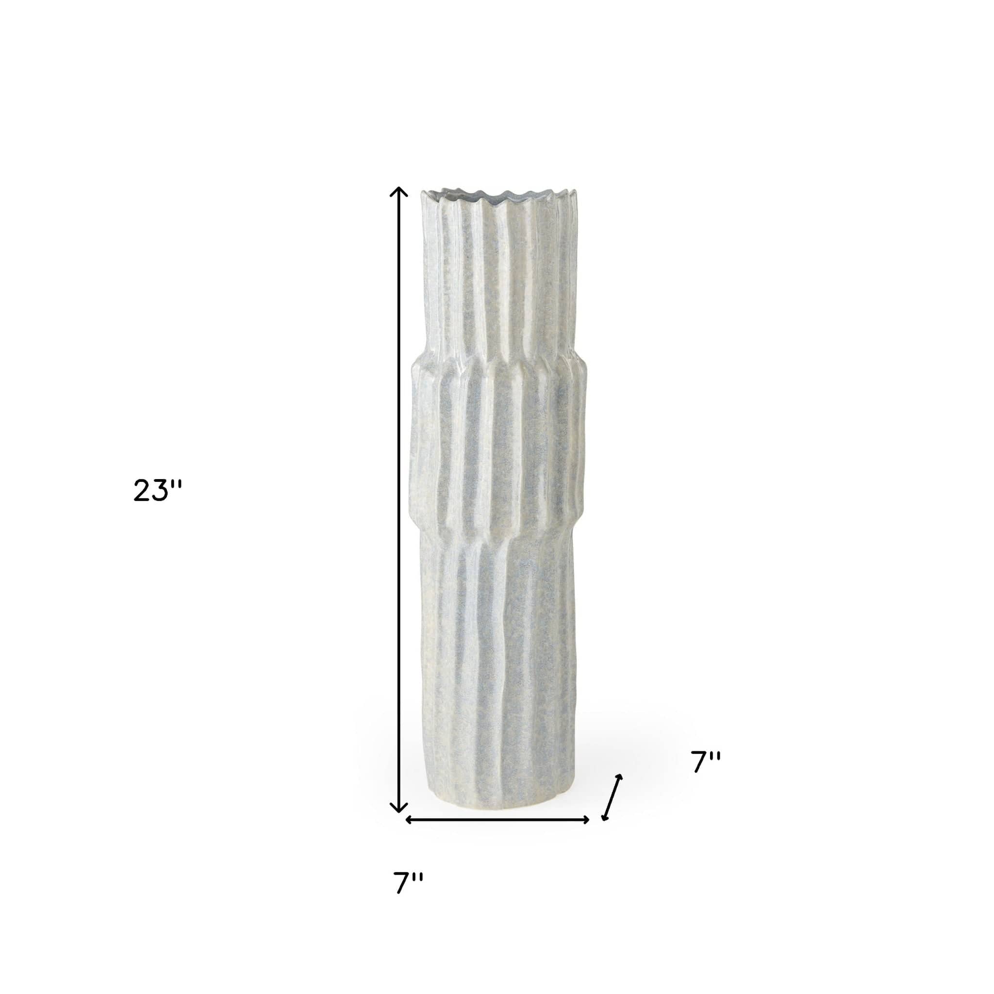 23" Jumbo Organic Textured Gray Vase - Homeroots - Flyclothing LLC