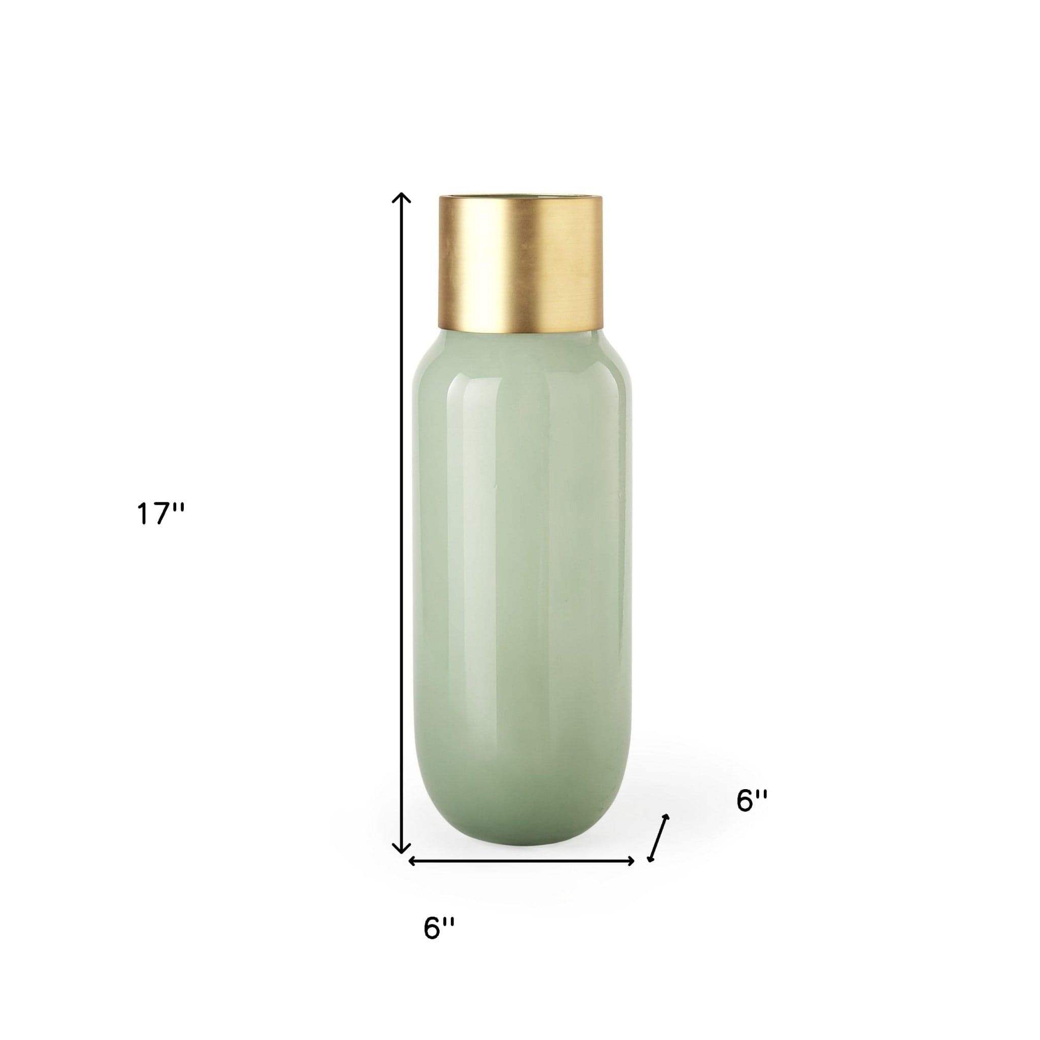 17" Smokey Green and Glass Narrow Vase - Homeroots - Flyclothing LLC