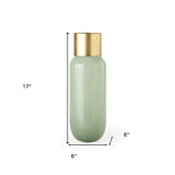 17" Smokey Green and Glass Narrow Vase - Homeroots