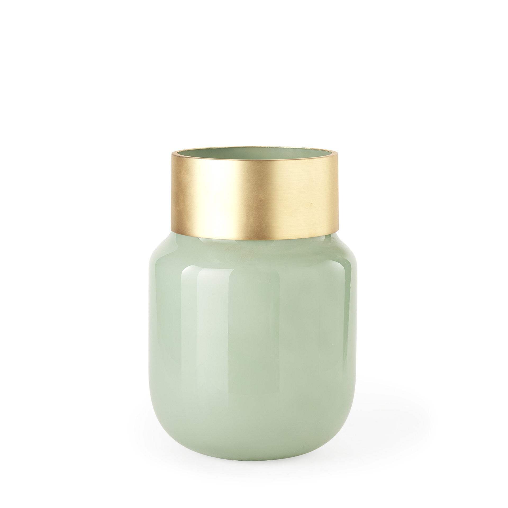 12" Smokey Green and Glass Rounded Oval Vase - Homeroots - Flyclothing LLC