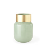 12" Smokey Green and Glass Rounded Oval Vase - Homeroots