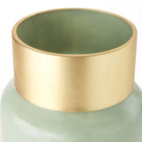 12" Smokey Green and Glass Rounded Oval Vase - Homeroots - Flyclothing LLC