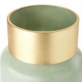 12" Smokey Green and Glass Rounded Oval Vase - Homeroots