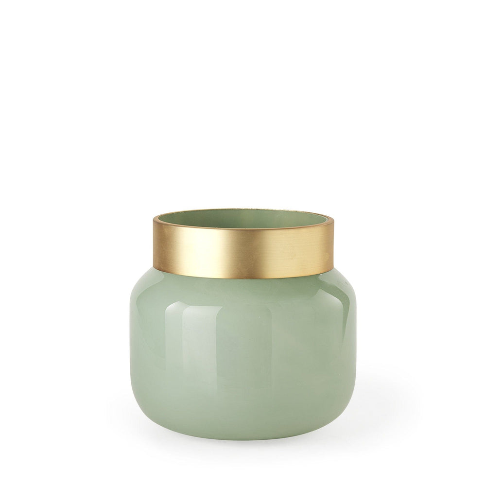 10" Smokey Green and Glass Rounded Square Vase - Homeroots