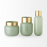 10" Smokey Green and Glass Rounded Square Vase - Homeroots