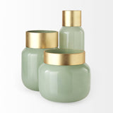 10" Smokey Green and Glass Rounded Square Vase - Homeroots