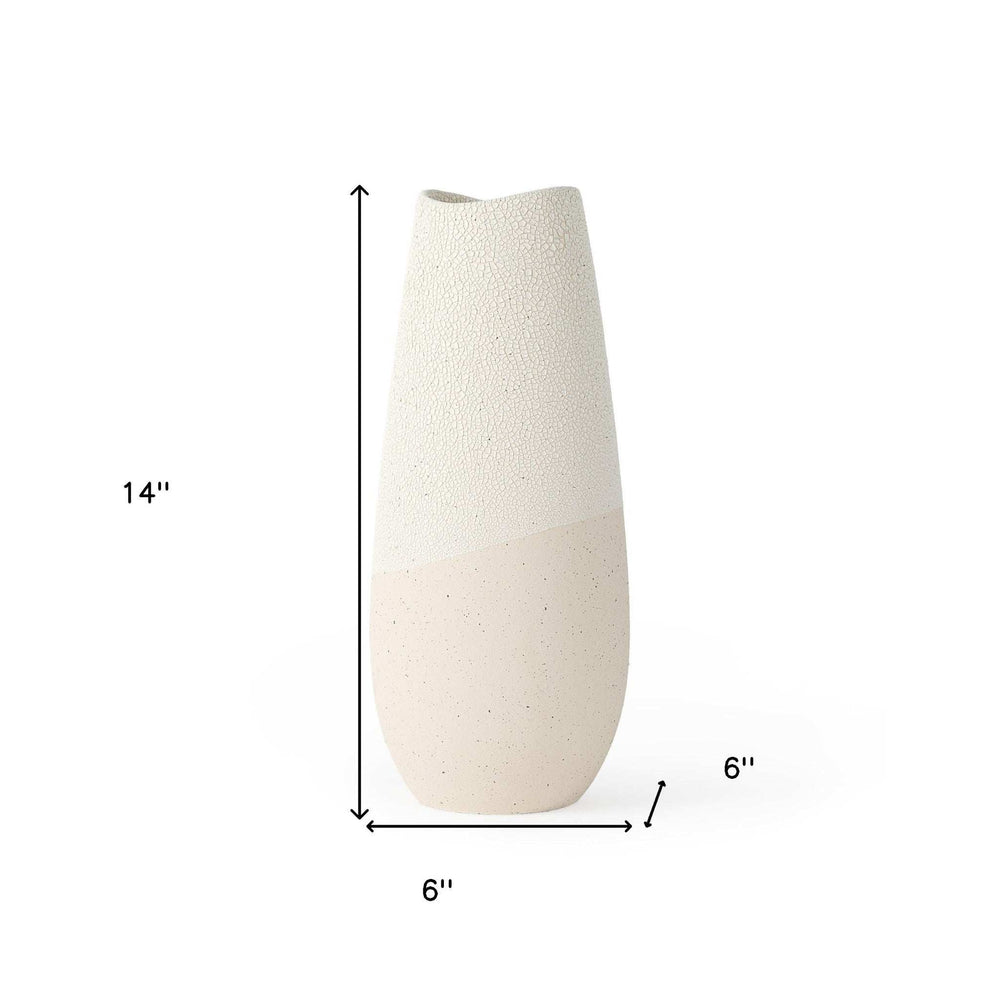 Blush Two Tone Organic Crackle Glaze Ceramic Vase - Homeroots - Flyclothing LLC