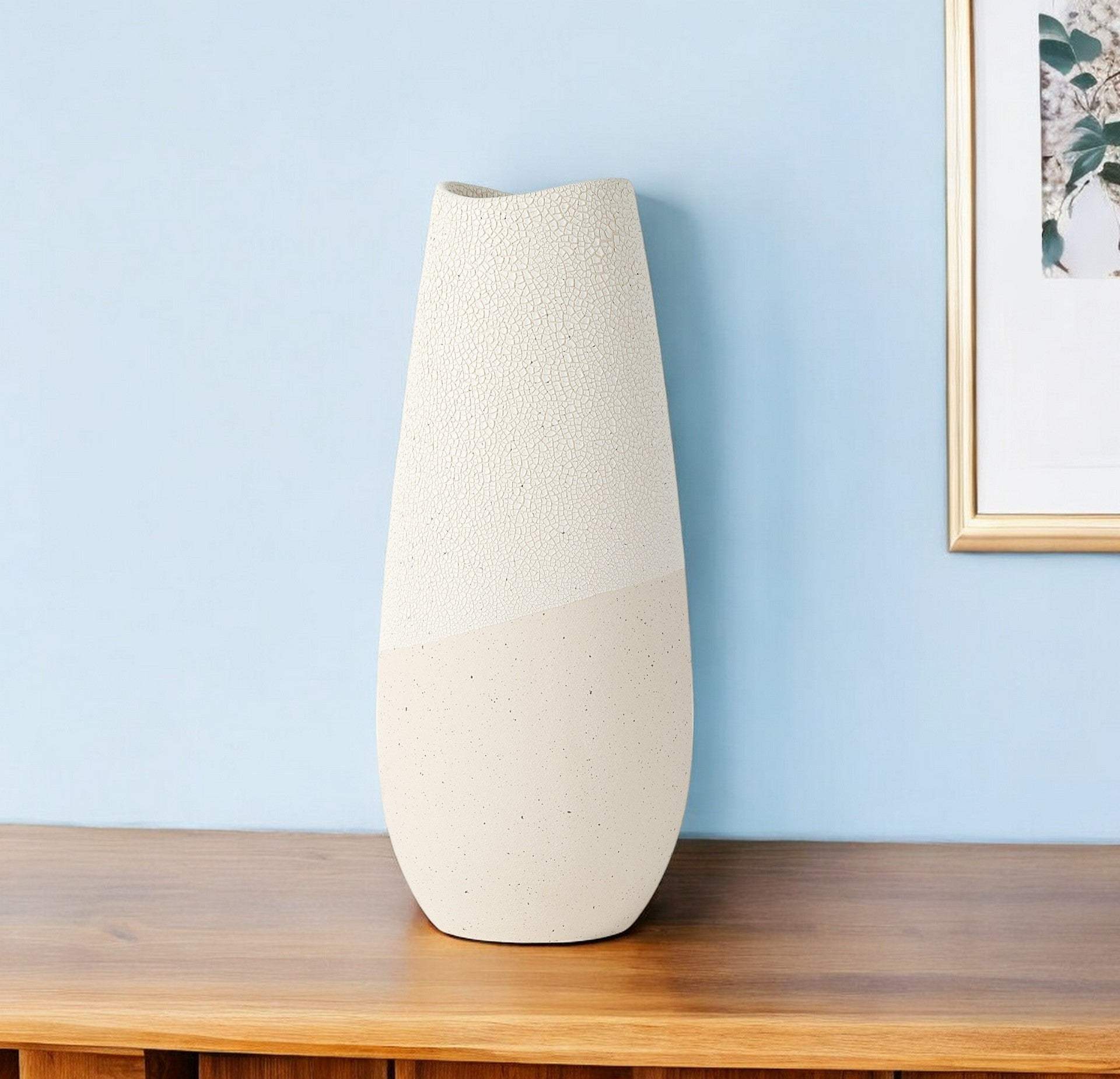 Blush Two Tone Organic Crackle Glaze Ceramic Vase - Homeroots - Flyclothing LLC