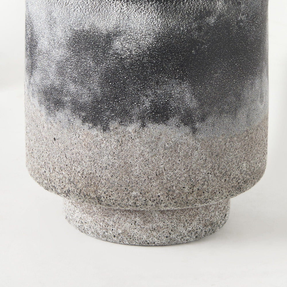 6" Black Brown and Gray Ombre Textured Ceramic Vase - Homeroots