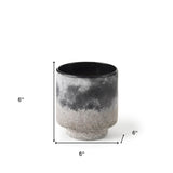6" Black Brown and Gray Ombre Textured Ceramic Vase - Homeroots