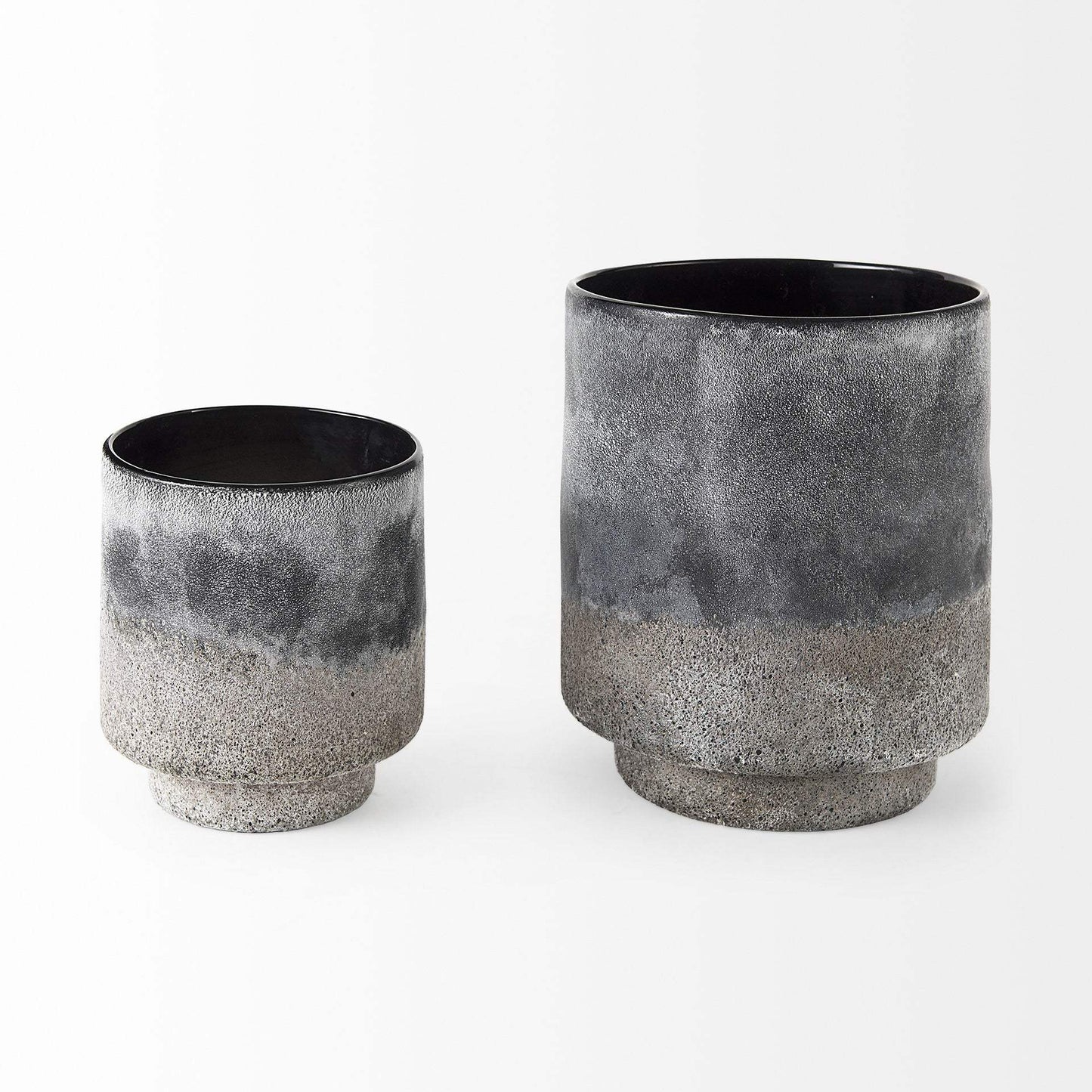 9" Black Brown and Gray Ombre Textured Ceramic Vase - Homeroots - Flyclothing LLC