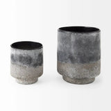 9" Black Brown and Gray Ombre Textured Ceramic Vase - Homeroots