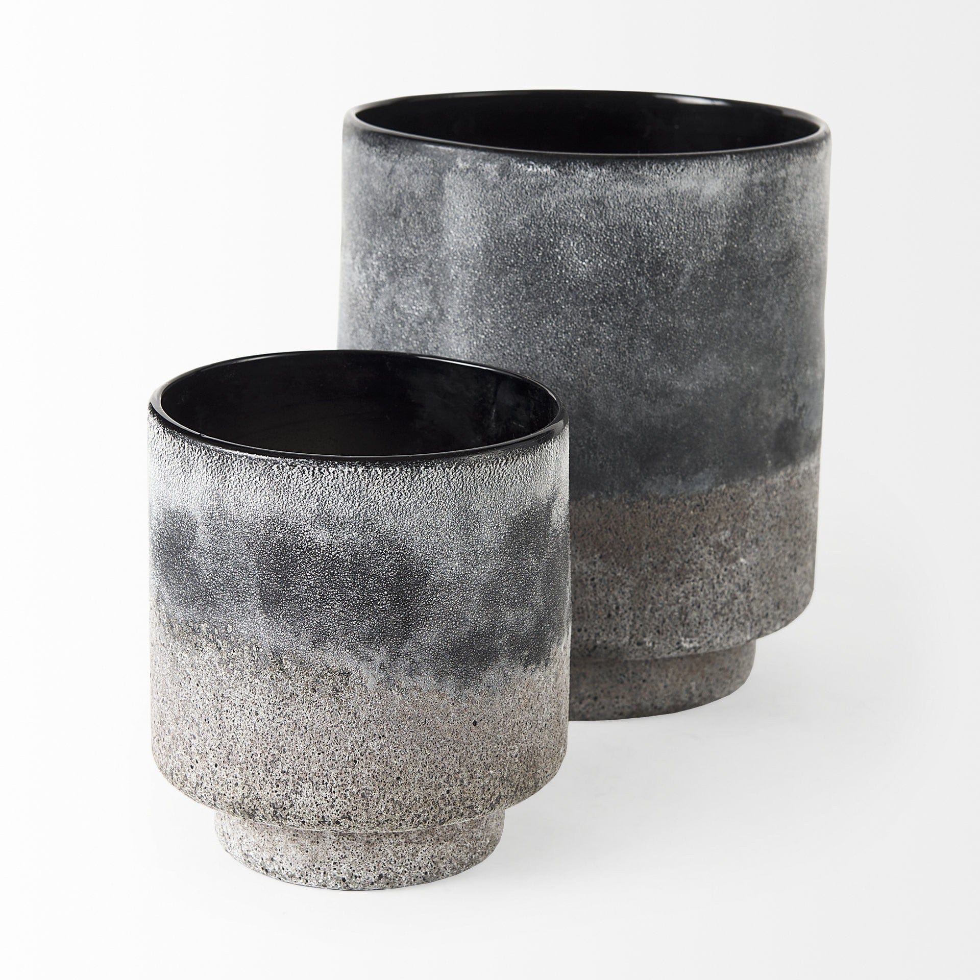 9" Black Brown and Gray Ombre Textured Ceramic Vase - Homeroots - Flyclothing LLC