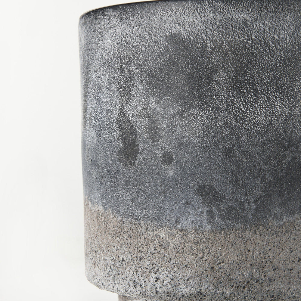 9" Black Brown and Gray Ombre Textured Ceramic Vase - Homeroots