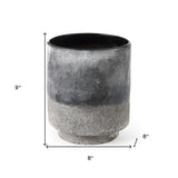 9" Black Brown and Gray Ombre Textured Ceramic Vase - Homeroots