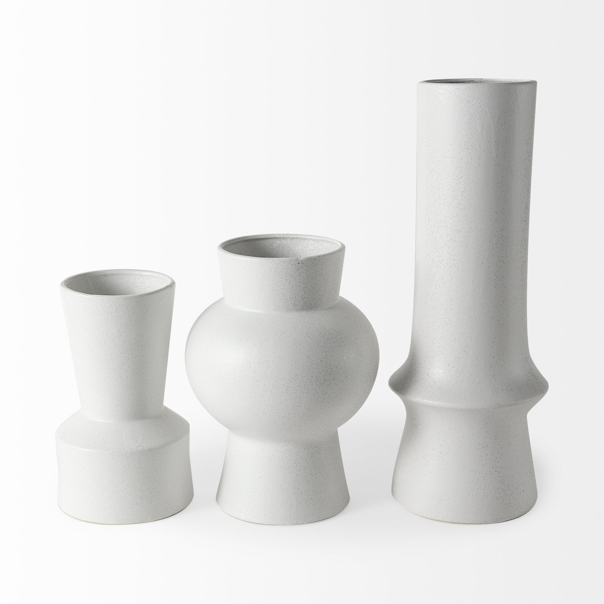 9" White Contempo Deco Ceramic Vase - Homeroots - Flyclothing LLC