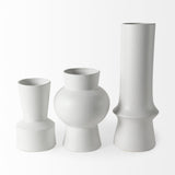 9" White Contempo Deco Ceramic Vase - Homeroots