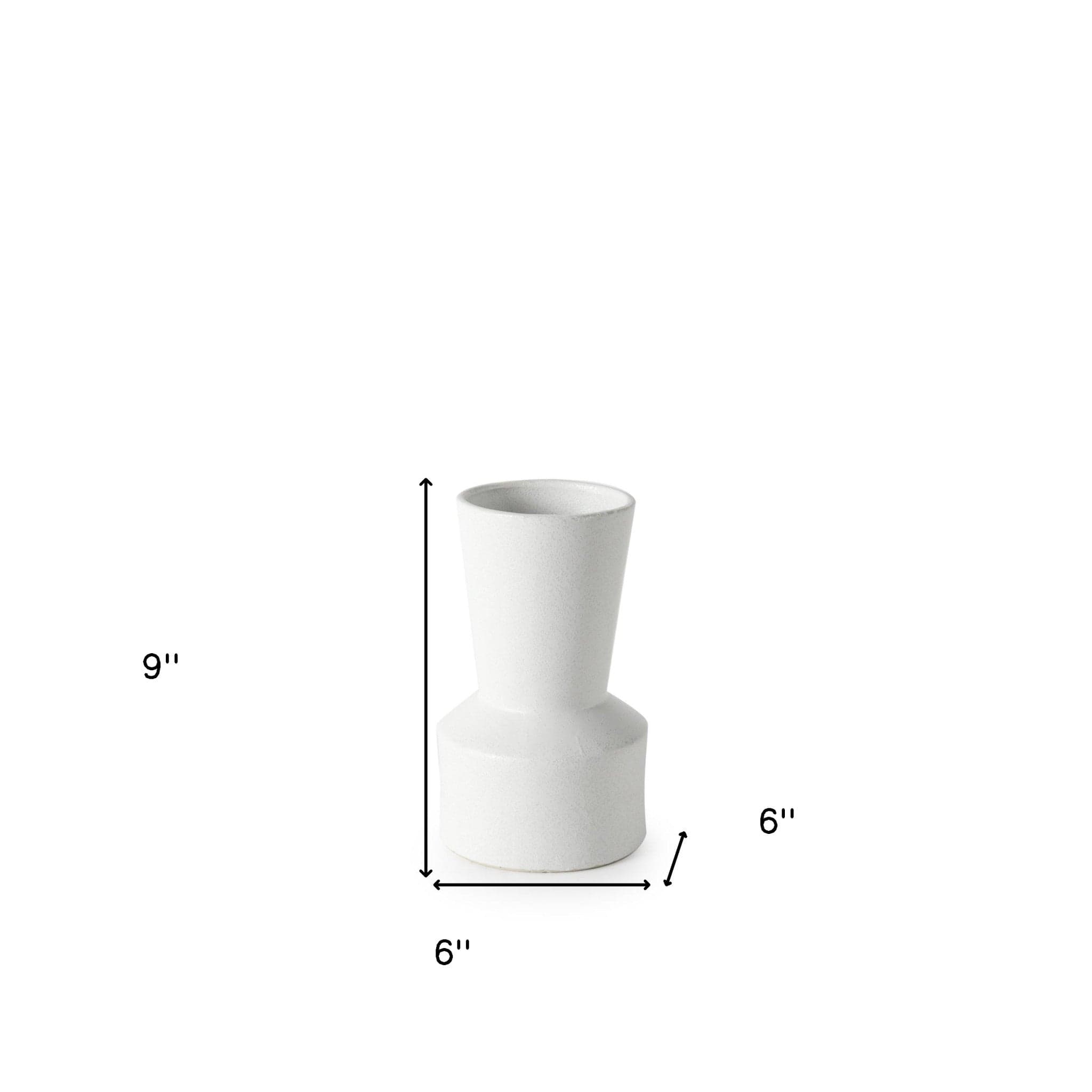 9" White Contempo Deco Ceramic Vase - Homeroots - Flyclothing LLC