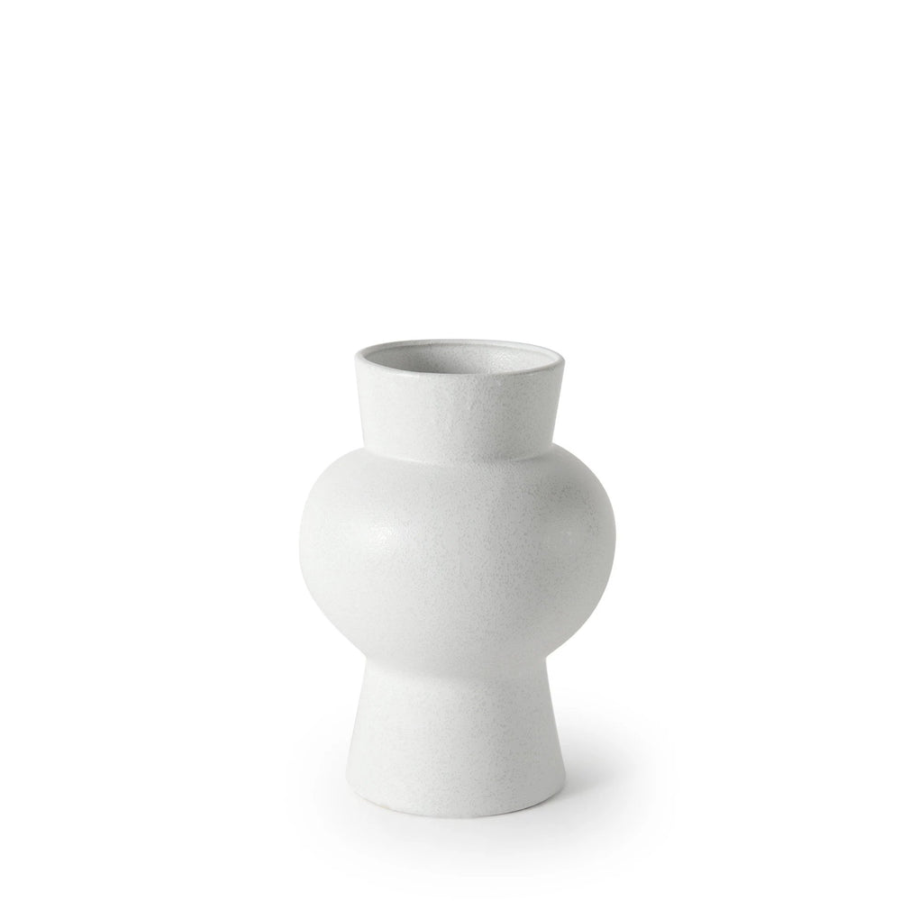 11" White Contempo Deco Ceramic Vase - Homeroots