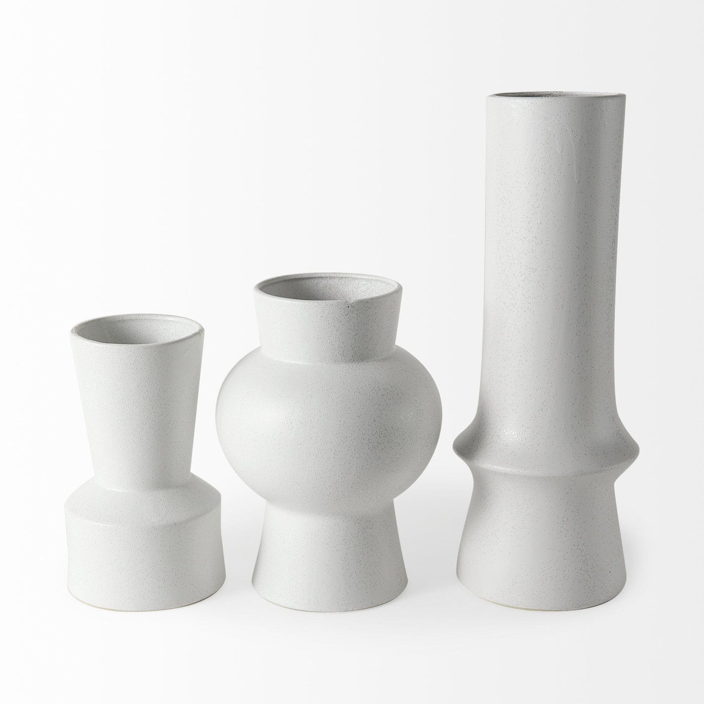 11" White Contempo Deco Ceramic Vase - Homeroots - Flyclothing LLC
