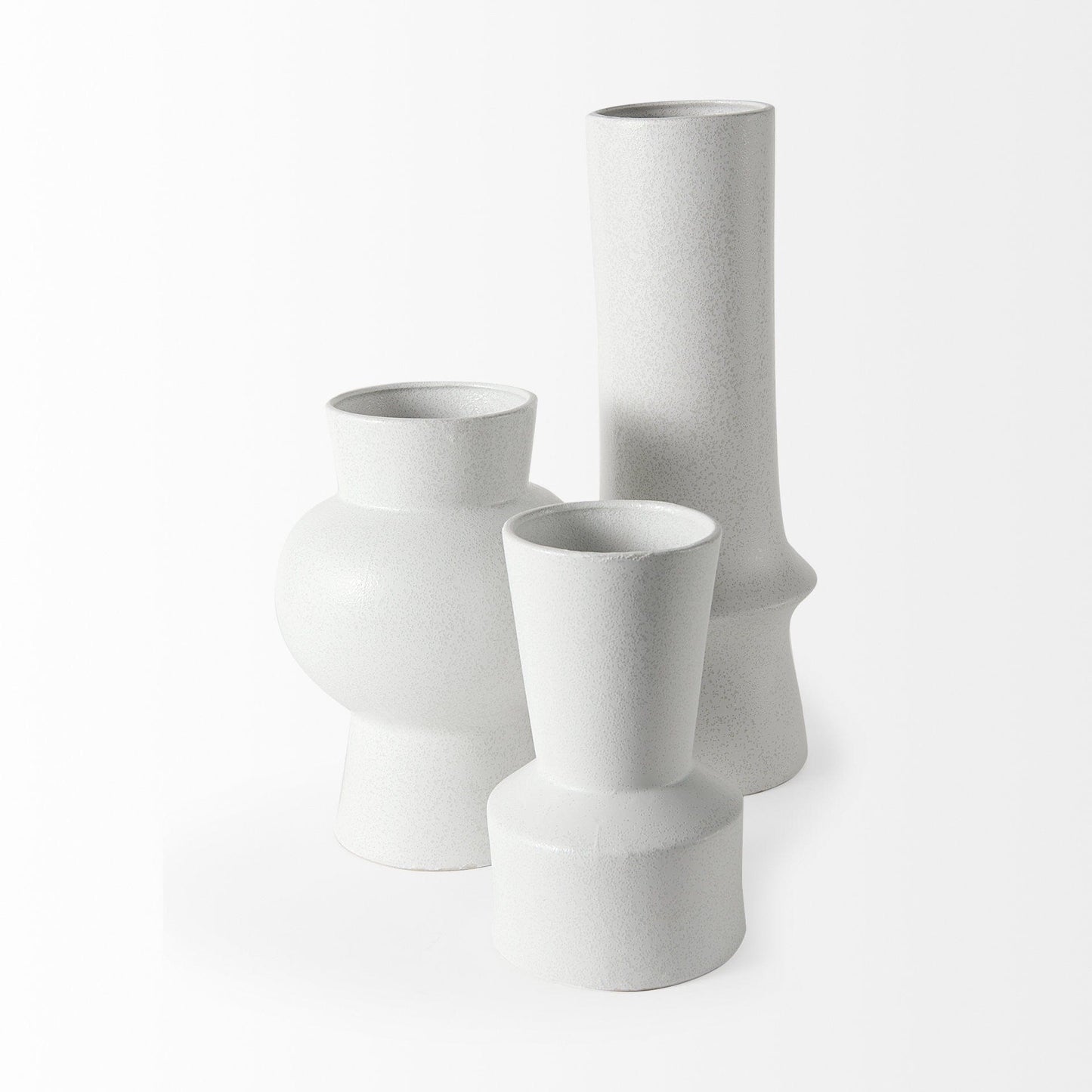 11" White Contempo Deco Ceramic Vase - Homeroots - Flyclothing LLC