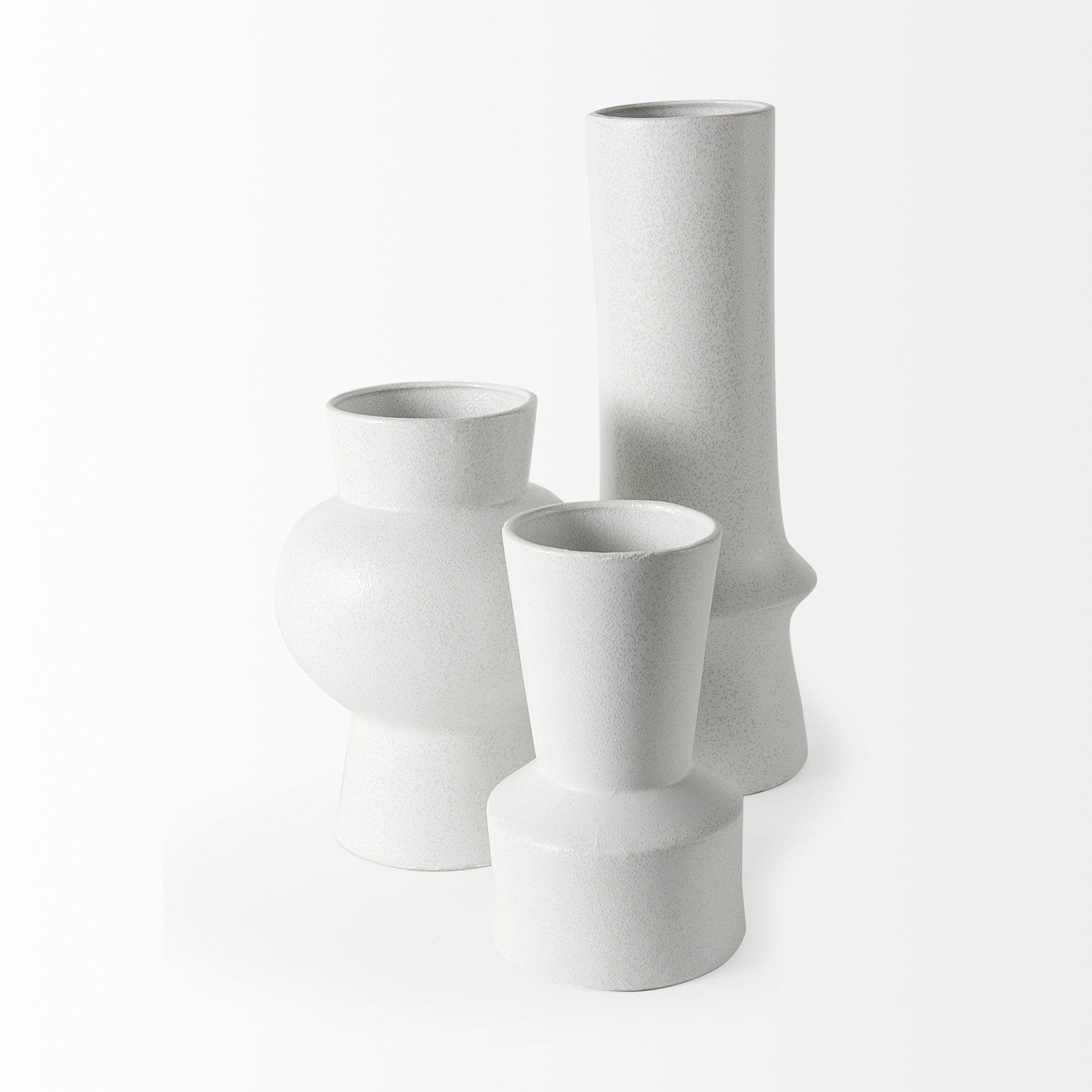 11" White Contempo Deco Ceramic Vase - Homeroots - Flyclothing LLC