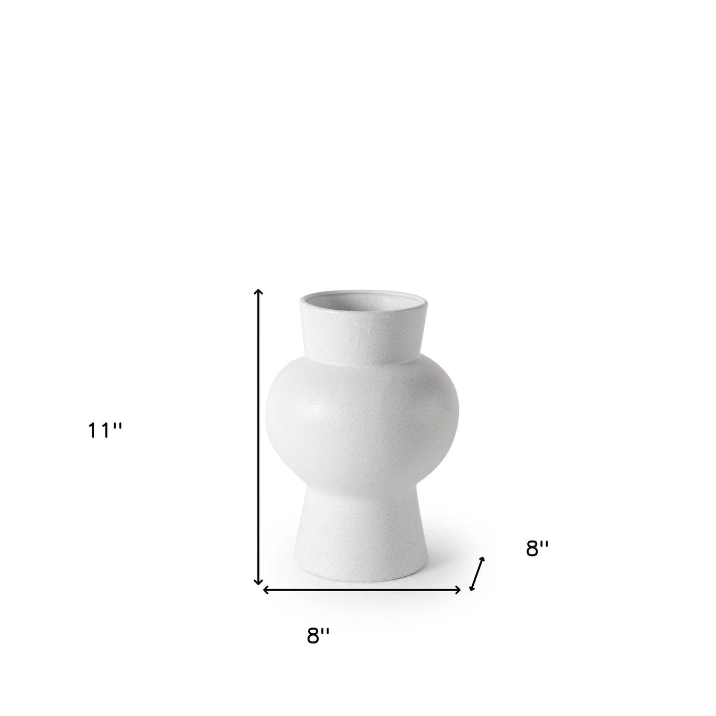 11" White Contempo Deco Ceramic Vase - Homeroots - Flyclothing LLC