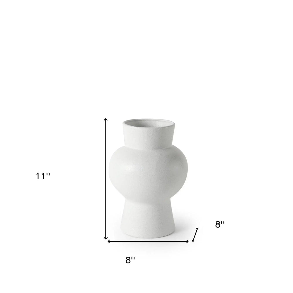 11" White Contempo Deco Ceramic Vase - Homeroots