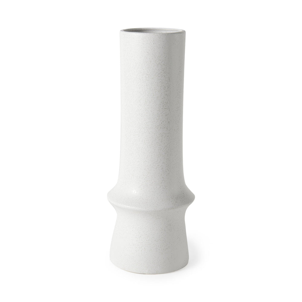 17" White Contempo Deco Ceramic Vase - Homeroots