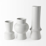 17" White Contempo Deco Ceramic Vase - Homeroots