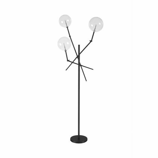 Black Tri Globe Contemporary Metal Floor Lamp - Homeroots