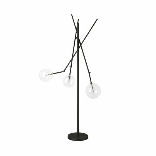 Black Tri Globe Contemporary Metal Floor Lamp - Homeroots