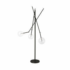 Black Tri Globe Contemporary Metal Floor Lamp - Homeroots