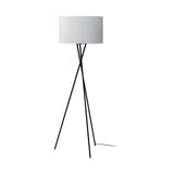 66" Black Tripod Floor Lamp With White Fabric Drum Shade - Homeroots