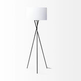 66" Black Tripod Floor Lamp With White Fabric Drum Shade - Homeroots - Flyclothing LLC