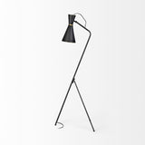 58" Black Metal Tripod Floor Lamp With Black And Gold Metal Cone Shade - Homeroots - Flyclothing LLC