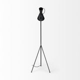 58" Black Metal Tripod Floor Lamp With Black And Gold Metal Cone Shade - Homeroots - Flyclothing LLC