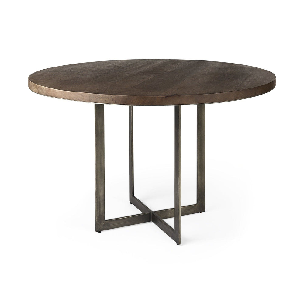 48" Brown And Gray Sled Base Dining Table - Homeroots