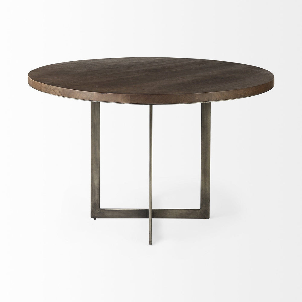 48" Brown And Gray Sled Base Dining Table - Homeroots - Flyclothing LLC