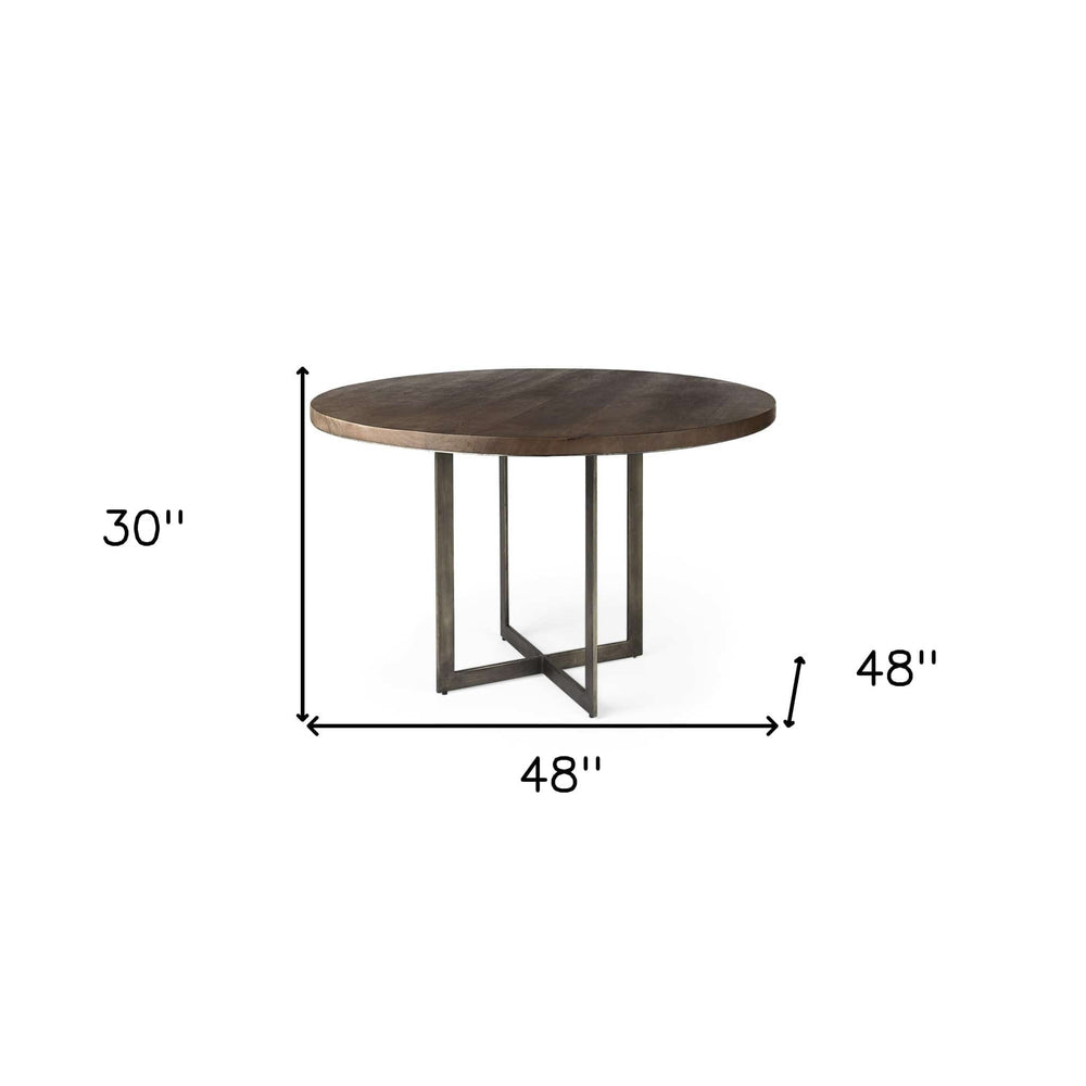 48" Brown And Gray Sled Base Dining Table - Homeroots - Flyclothing LLC
