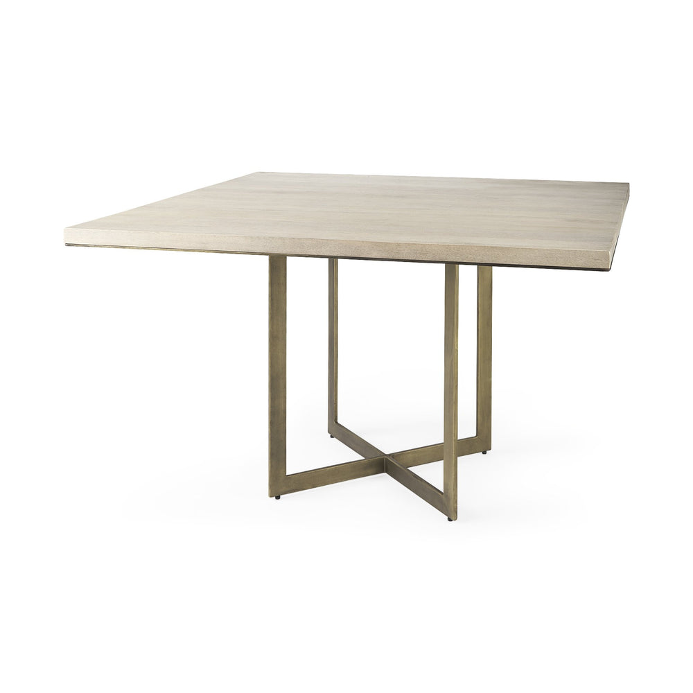 Modern Square Wood and Gold Dining Table - Homeroots