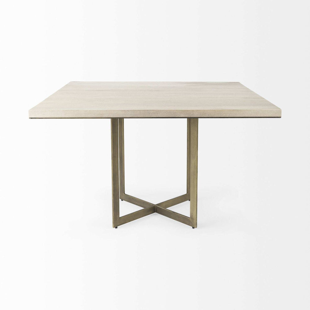 Modern Square Wood and Gold Dining Table - Homeroots - Flyclothing LLC
