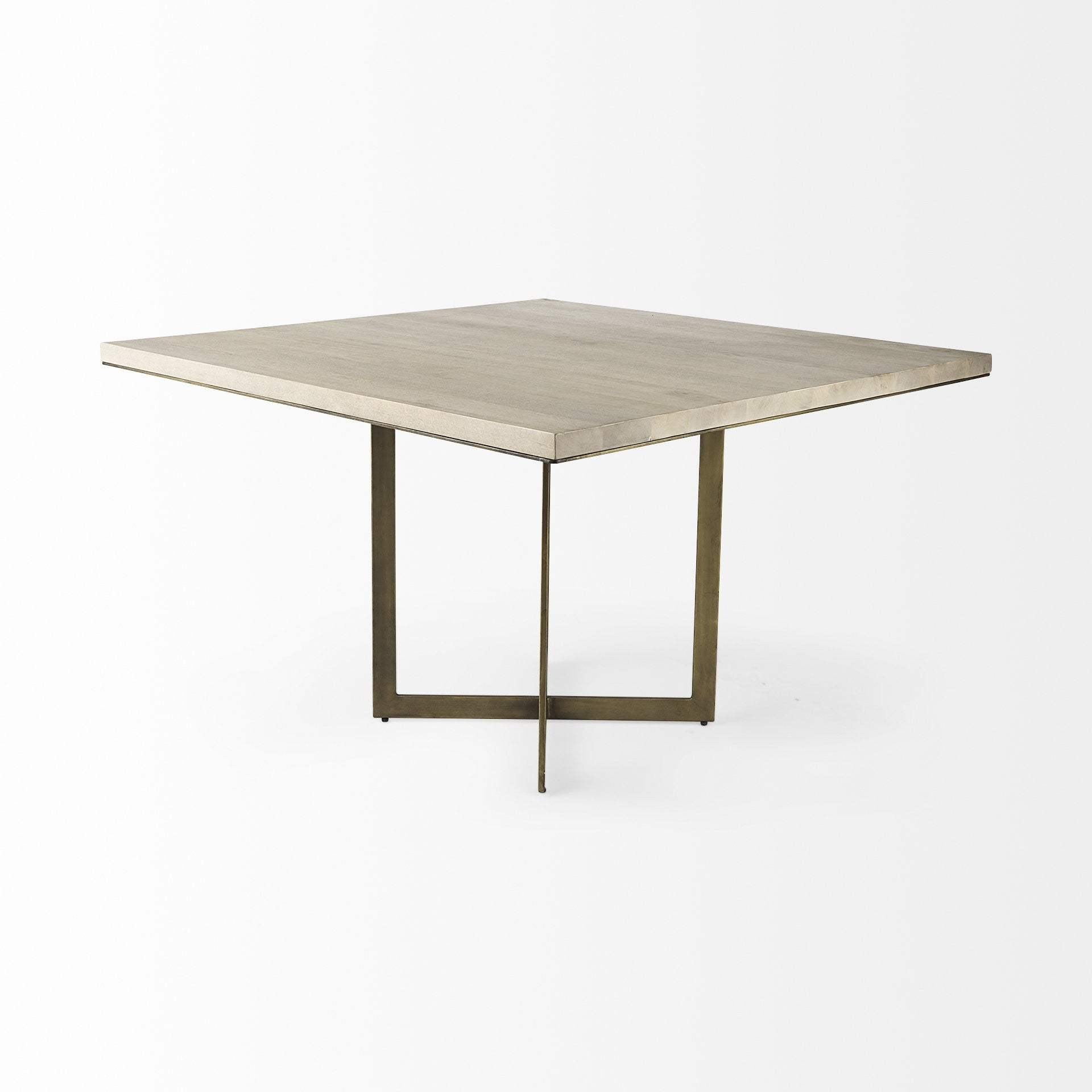 Modern Square Wood and Gold Dining Table - Homeroots - Flyclothing LLC