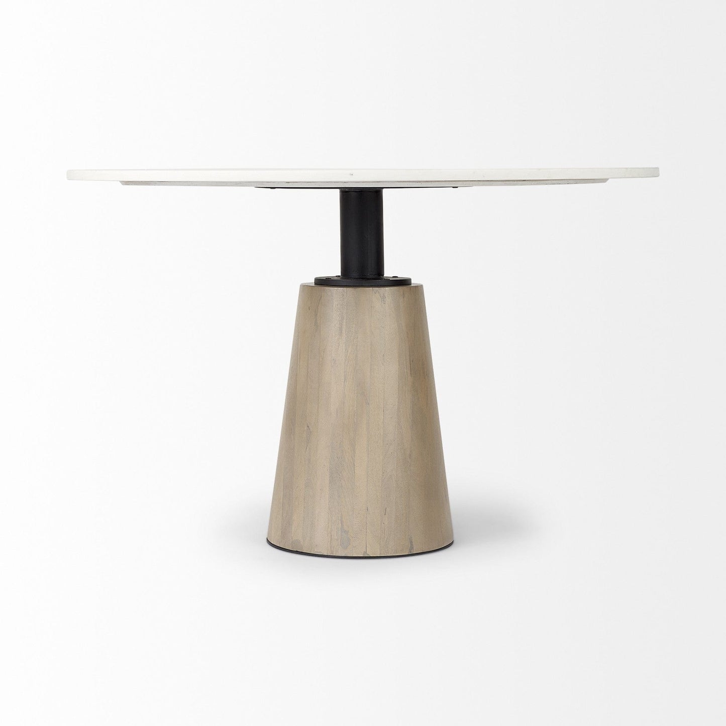 48" White And Natural Rounded Marble Pedestal Base Dining Table - Homeroots - Flyclothing LLC