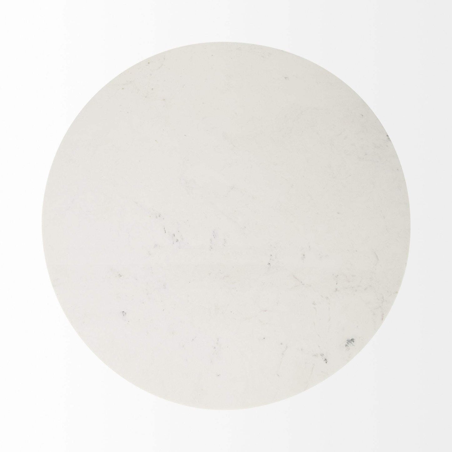 48" White And Natural Rounded Marble Pedestal Base Dining Table - Homeroots - Flyclothing LLC