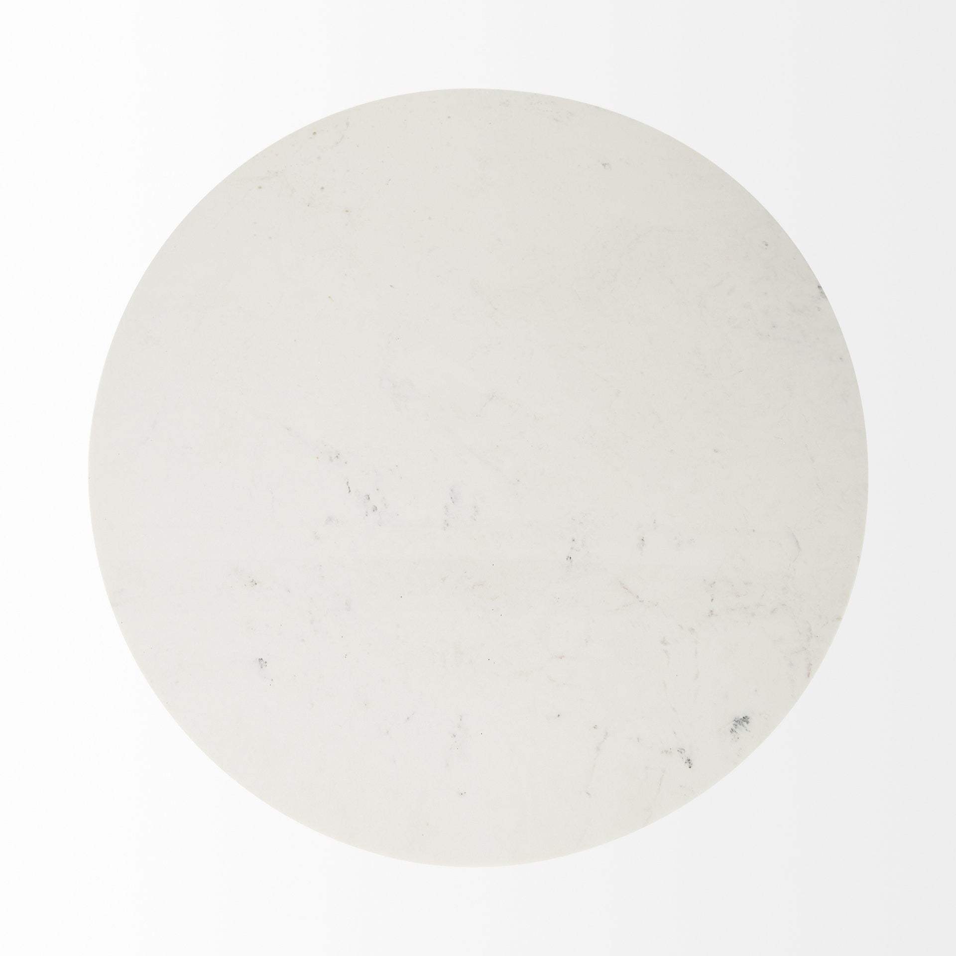 48" White And Natural Rounded Marble Pedestal Base Dining Table - Homeroots - Flyclothing LLC