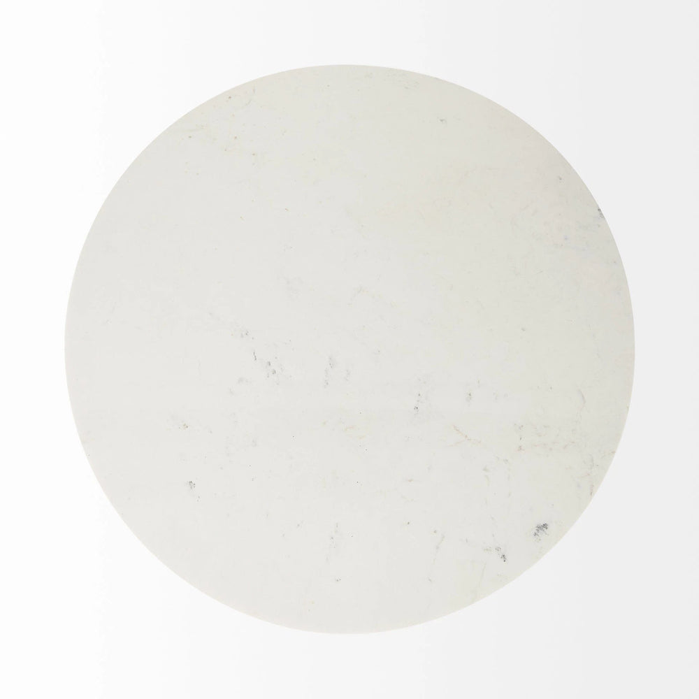 48" White And Natural Rounded Marble Pedestal Base Dining Table - Homeroots - Flyclothing LLC